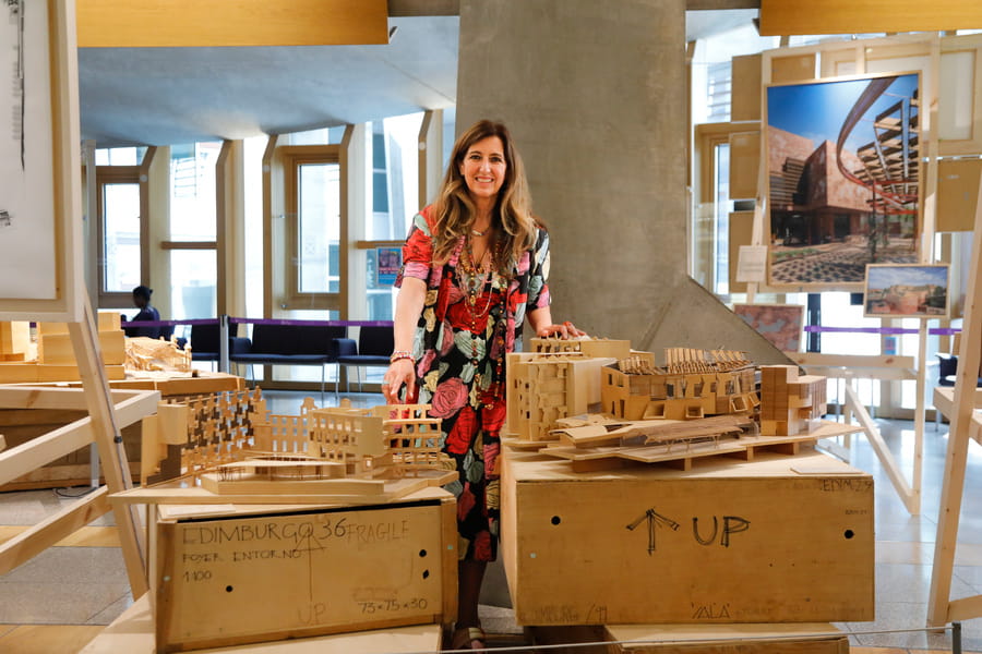 Benedetta Tagliabue at the opening of the Miralles exhibition 