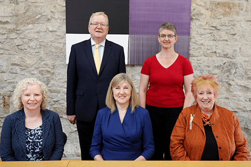 From left: Claire Baker MSP, Jackson Carlaw MSP, Presiding Officer Alison Johnstone MSP, Maggie Chapman MSP, Christine Grahame MSP