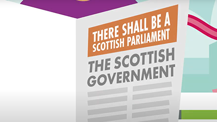 Image of newspaper from animation on difference between Parliament and Government