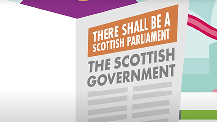 Image of newspaper from animation on difference between Parliament and Government