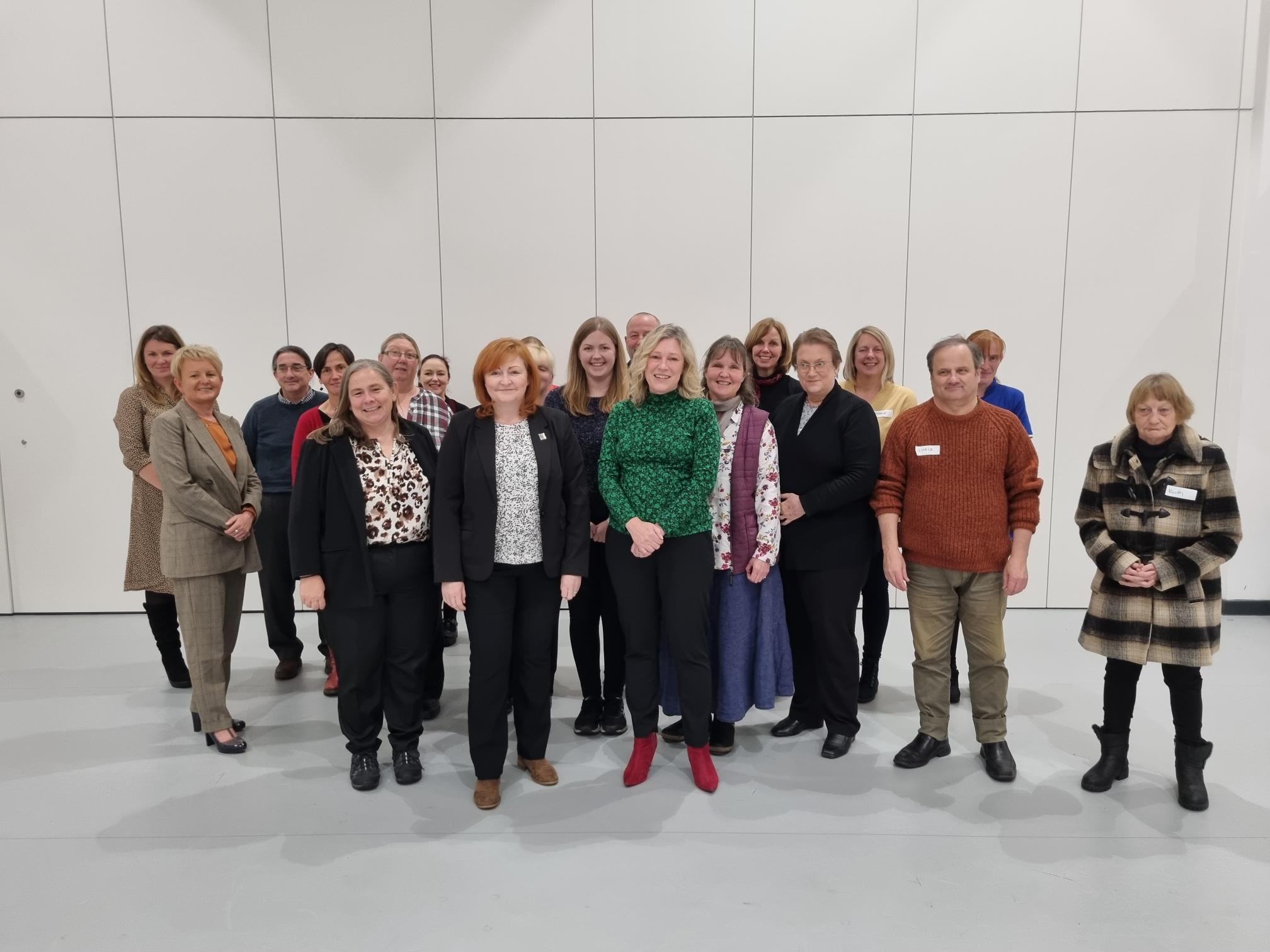 Members with local social care providers and service users in Dumfries (brought together via Scottish Care and Stewartry Care)
