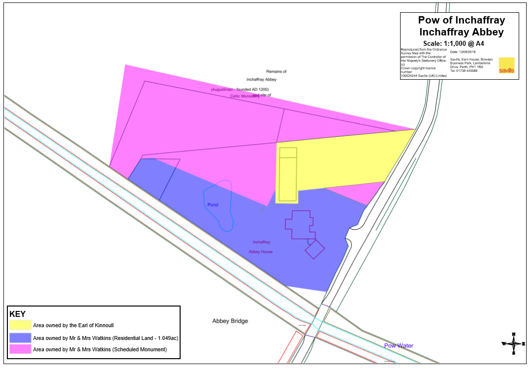 Plan showing the boundary and classification of the Inchaffray Abbey site